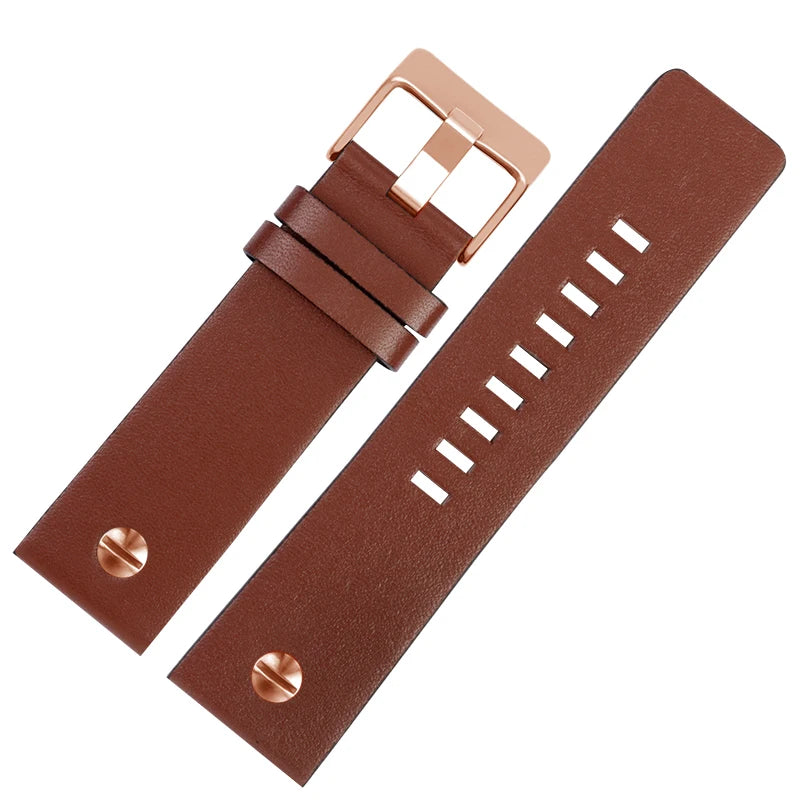 Fashionable Cowhide Watchband with Rivets – Fits Diesel DZ7313, DZ7333, DZ7322, DZ7257, DZ4318, DZ7348, DZ7334