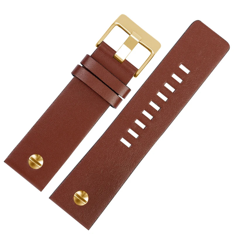 Fashionable Cowhide Watchband with Rivets – Fits Diesel DZ7313, DZ7333, DZ7322, DZ7257, DZ4318, DZ7348, DZ7334