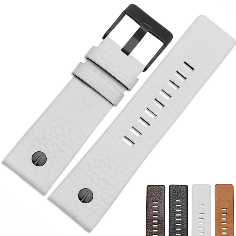 Fashionable Cowhide Watchband with Rivets – Fits Diesel DZ7313, DZ7333, DZ7322, DZ7257, DZ4318, DZ7348, DZ7334