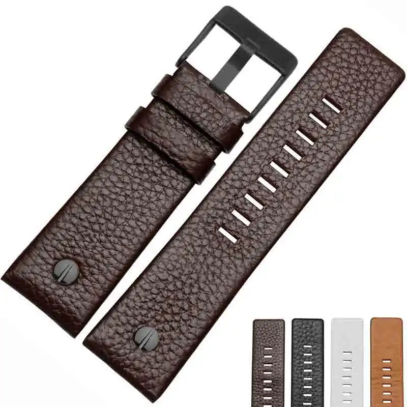 Fashionable Cowhide Watchband with Rivets – Fits Diesel DZ7313, DZ7333, DZ7322, DZ7257, DZ4318, DZ7348, DZ7334