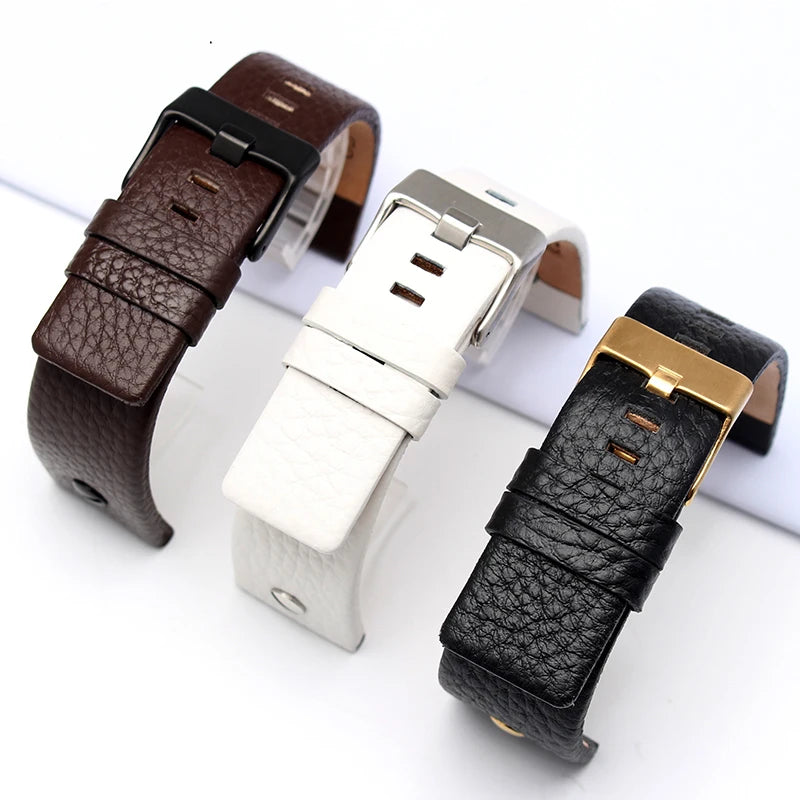 Fashionable Cowhide Watchband with Rivets – Fits Diesel DZ7313, DZ7333, DZ7322, DZ7257, DZ4318, DZ7348, DZ7334