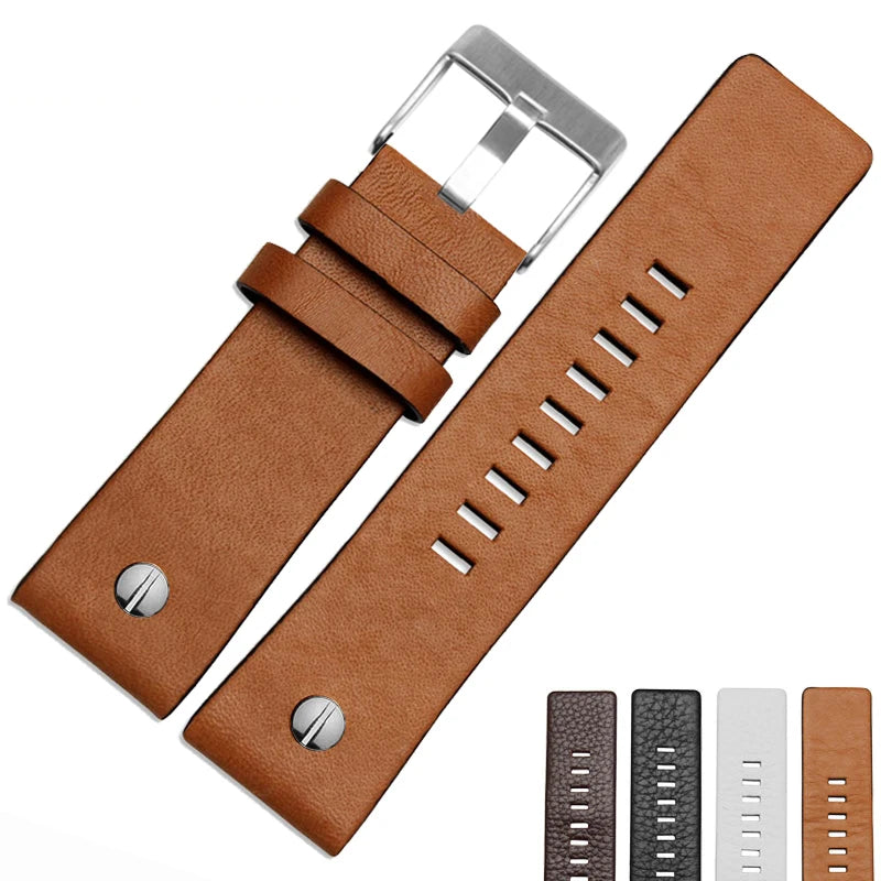 Fashionable Cowhide Watchband with Rivets – Fits Diesel DZ7313, DZ7333, DZ7322, DZ7257, DZ4318, DZ7348, DZ7334