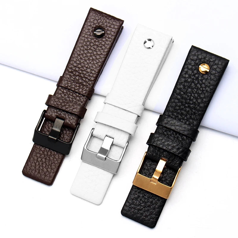 Fashionable Cowhide Watchband with Rivets – Fits Diesel DZ7313, DZ7333, DZ7322, DZ7257, DZ4318, DZ7348, DZ7334