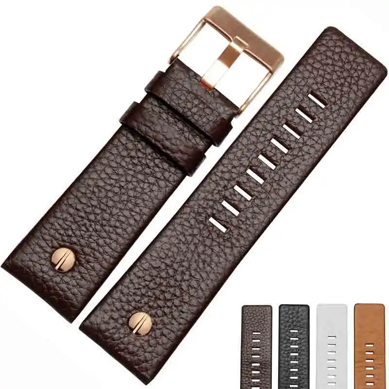 Fashionable Cowhide Watchband with Rivets – Fits Diesel DZ7313, DZ7333, DZ7322, DZ7257, DZ4318, DZ7348, DZ7334