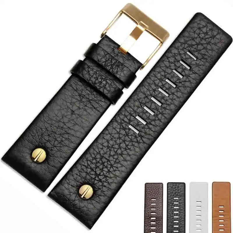 Fashionable Cowhide Watchband with Rivets – Fits Diesel DZ7313, DZ7333, DZ7322, DZ7257, DZ4318, DZ7348, DZ7334