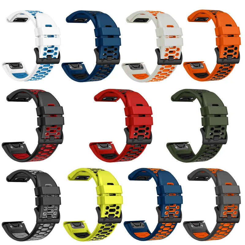 QuickFit Silicone Watch Strap 26mm & 22mm for Garmin Instinct 2X, Fenix 6X, 7X, 5X, 5 Plus