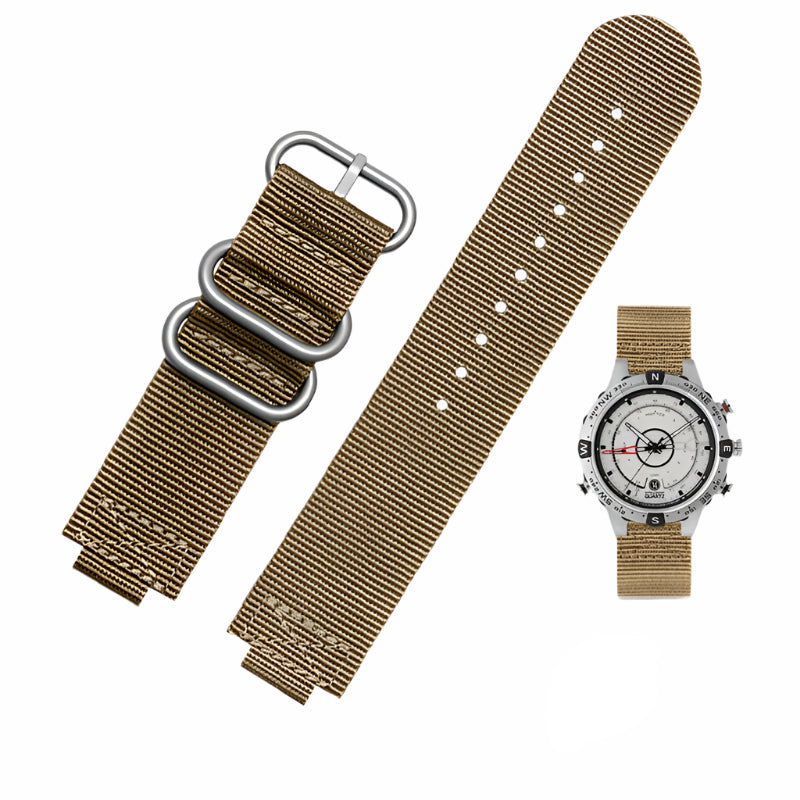 Waterproof Canvas Watchband for TIMEX T2N720, T2N721, TW2R55500 - 24*16mm Sports Strap