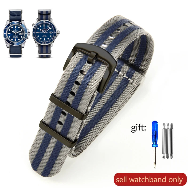 Breathable Soft Nylon Watchband – 20mm & 22mm Strap for Omega, Longines, Seiko, Casio, Mido