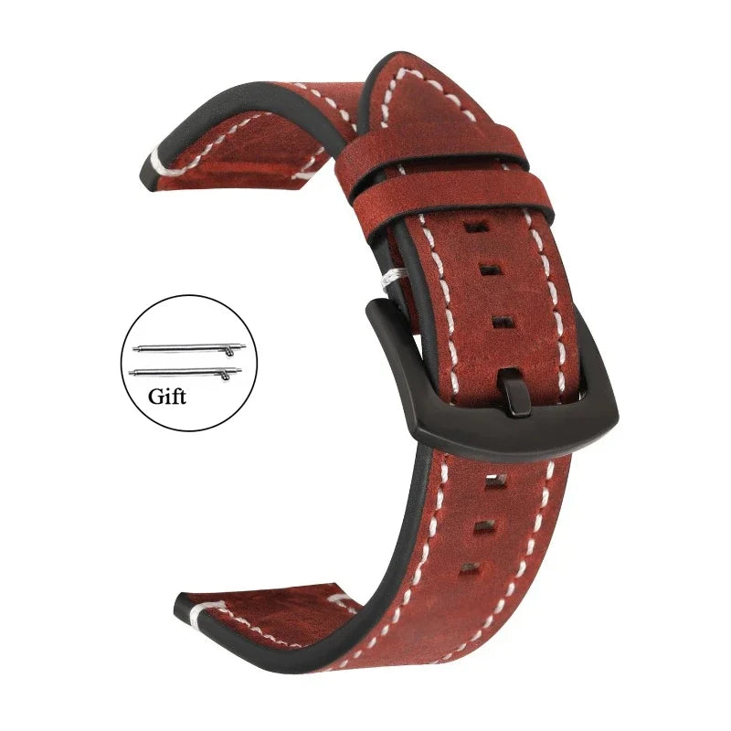 Retro Leather Watchband – Premium Calf Leather Strap for Samsung, Huawei & Traditional Watches