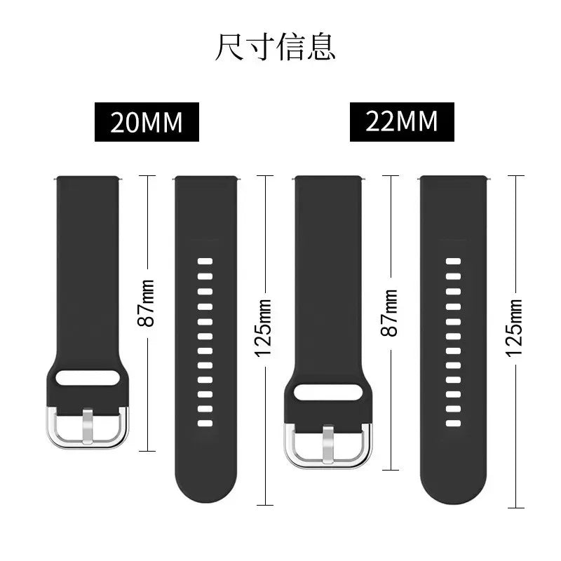 20mm/22mm Silicone Watch Band For Samsung, Amazfit, Huawei, Stratos, Xiaomi, Garmin, Mi Watch