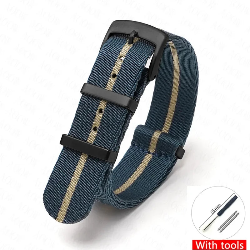 Soft Nylon Strap for Omega Seamaster 007 & Seiko Prospex - Military Canvas Watch Band