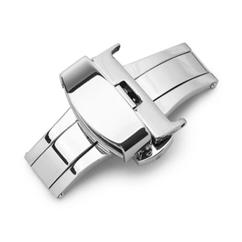 Stainless Steel Butterfly Buckle Watch Band 10-24mm, Polished Clasp V1-V9