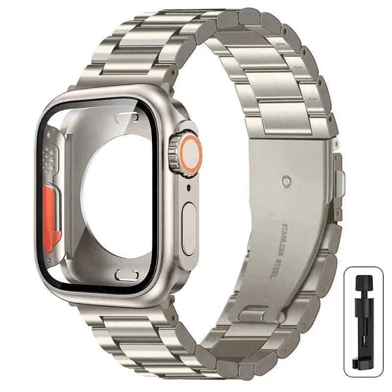 Stainless Steel Strap + Ultra Case for Apple Watch Series 4-9 (40mm-45mm)