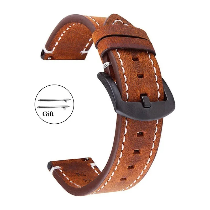 Retro Leather Watchband – Premium Calf Leather Strap for Samsung, Huawei & Traditional Watches