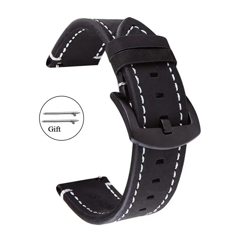 Retro Leather Watchband – Premium Calf Leather Strap for Samsung, Huawei & Traditional Watches