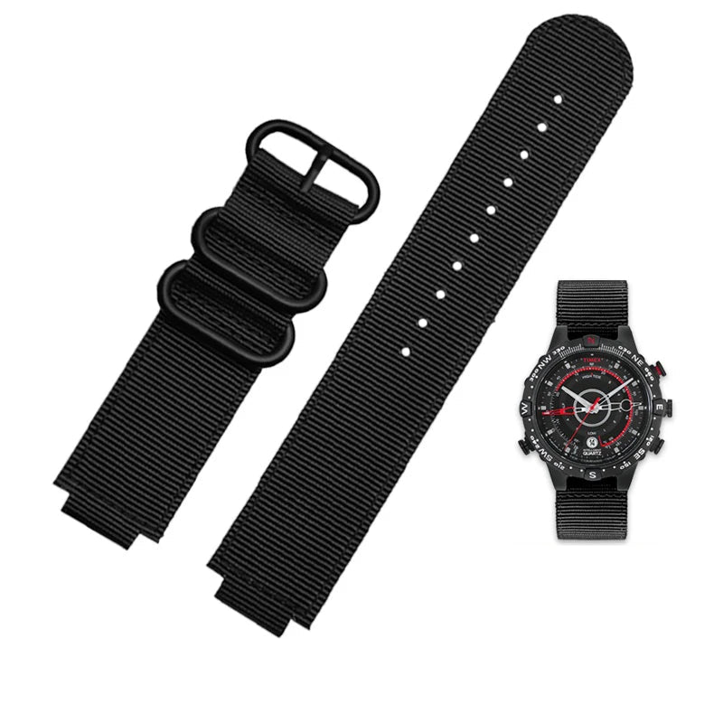 Waterproof Canvas Watchband for TIMEX T2N720, T2N721, TW2R55500 - 24*16mm Sports Strap