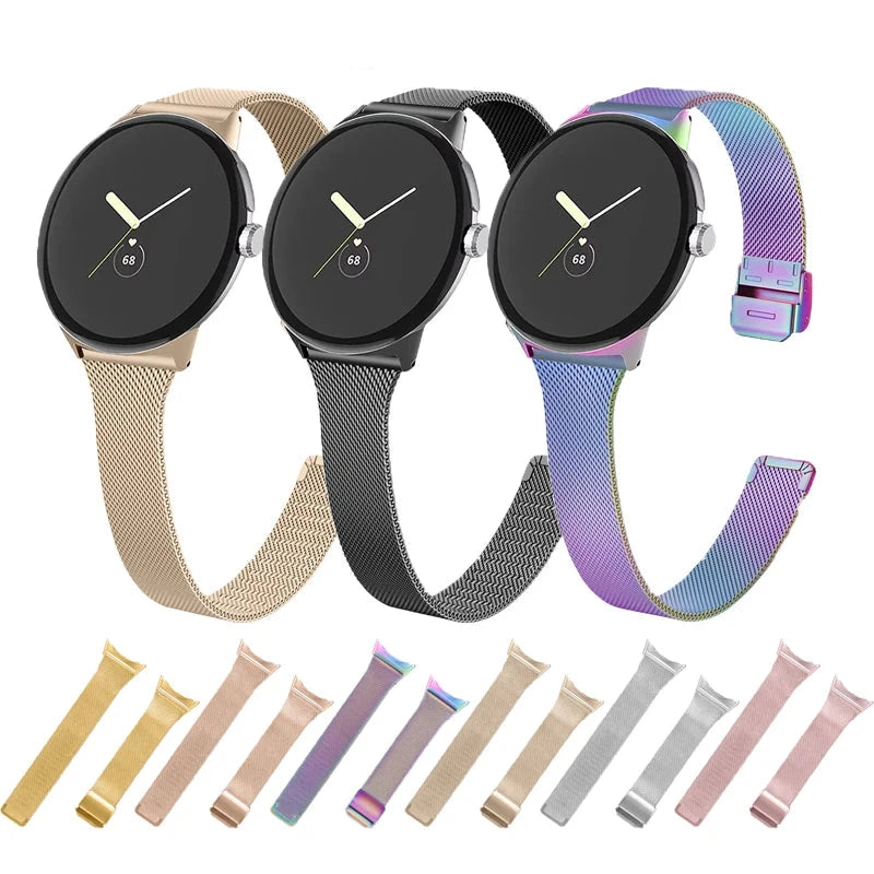 Slim Milanese Stainless Steel Strap for Google Pixel Watch 2/1 – No Gap Mesh Band