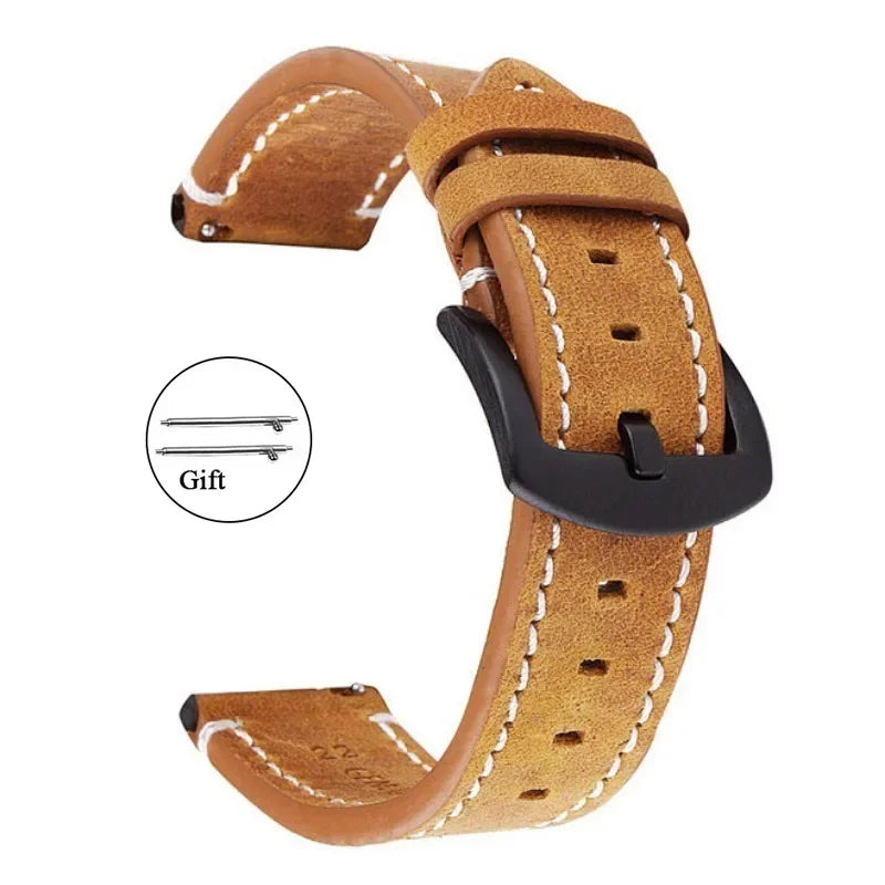 Retro Leather Watchband – Premium Calf Leather Strap for Samsung, Huawei & Traditional Watches