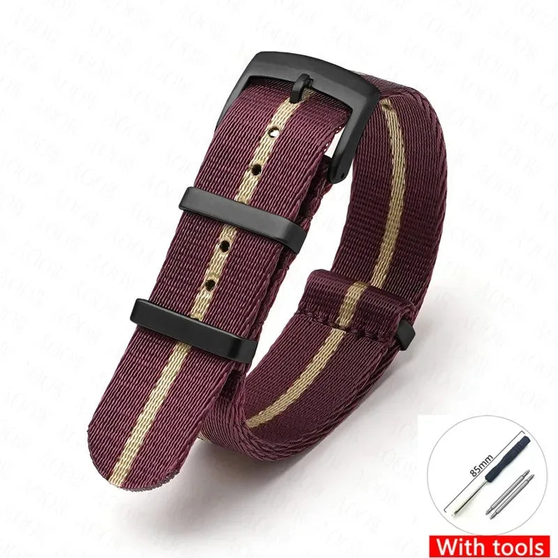 Soft Nylon Strap for Omega Seamaster 007 & Seiko Prospex - Military Canvas Watch Band