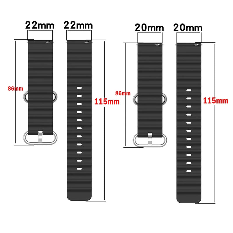 Ocean Watch Band For Samsung Galaxy Watch 6 4-classic/5-Pro-3/active 2/Gear Silicone 22mm 20mm Bracelet Huawei GT 2 3 Pro Strap