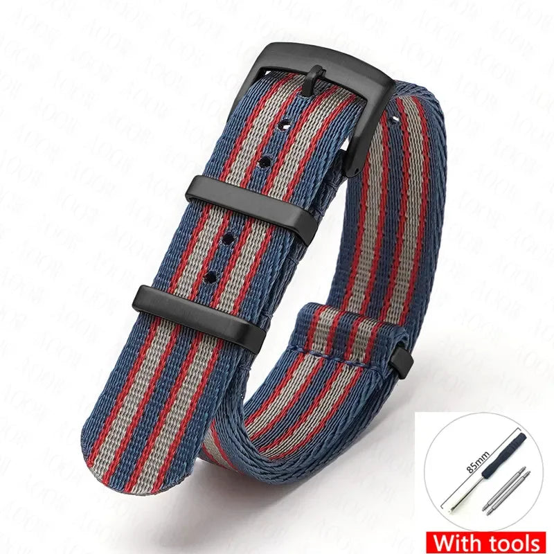 Soft Nylon Strap for Omega Seamaster 007 & Seiko Prospex - Military Canvas Watch Band