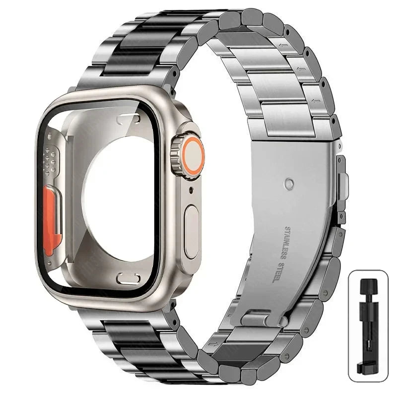 Stainless Steel Strap + Ultra Case for Apple Watch Series 4-9 (40mm-45mm)