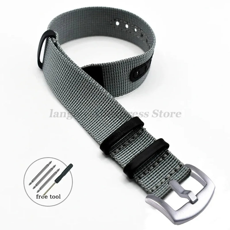 Canvas Nylon Leather Watch Strap for Seiko, Omega, Hamilton - 20mm & 22mm Replacement Wristband