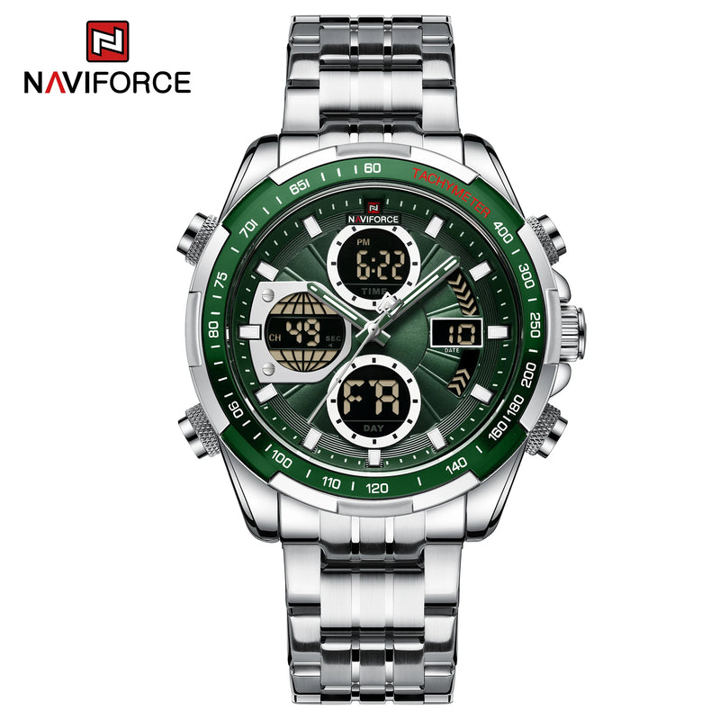 NAVIFORCE NF9197 Mens Luxury Quartz Watch, Chronograph, Leather or Steel, 46mm, Waterproof