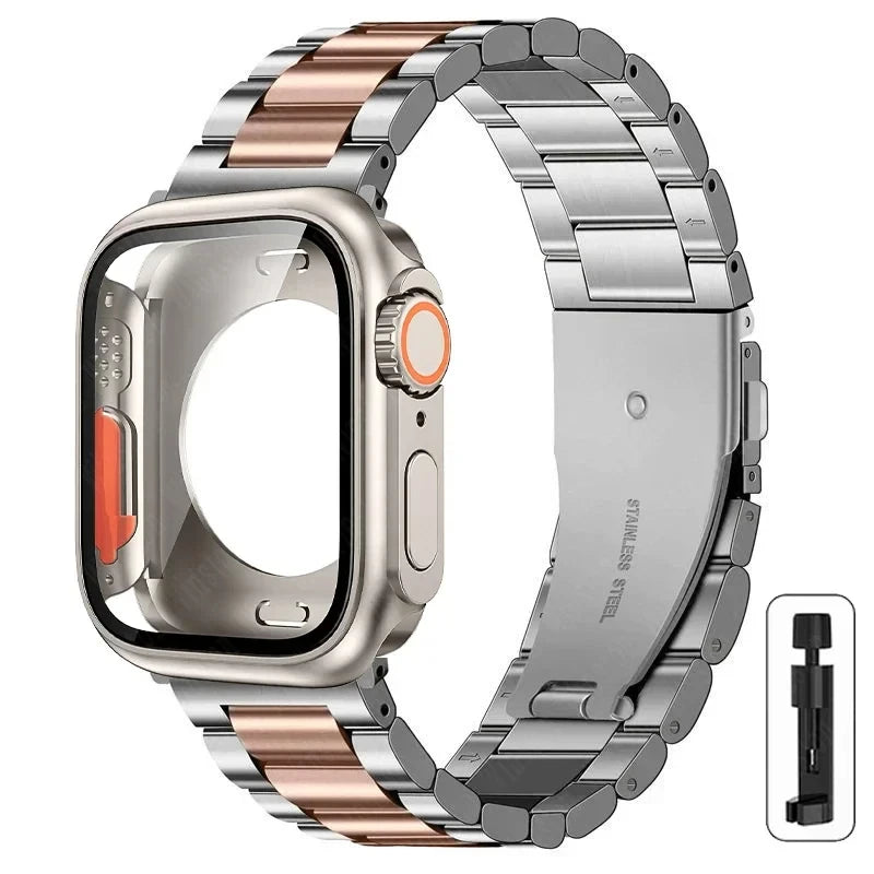 Stainless Steel Strap + Ultra Case for Apple Watch Series 4-9 (40mm-45mm)