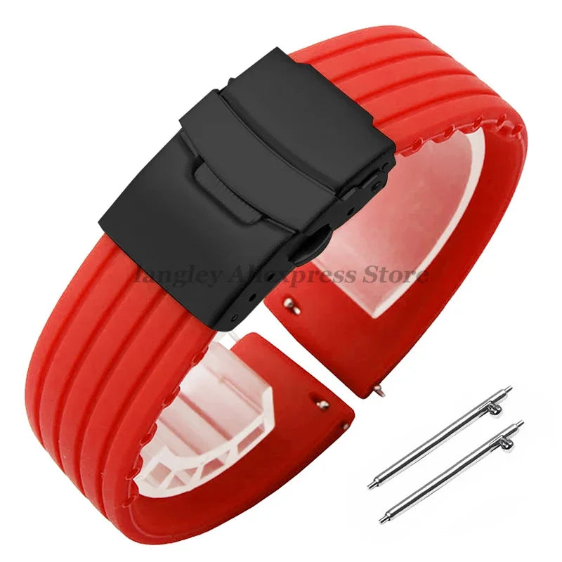 8mm 20mm 22mm 24mm Quick Release Silicone Watchband for Huawei, Fossil, Seiko & More