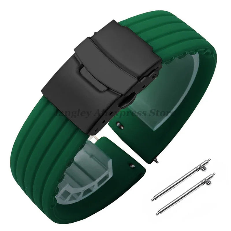 8mm 20mm 22mm 24mm Quick Release Silicone Watchband for Huawei, Fossil, Seiko & More