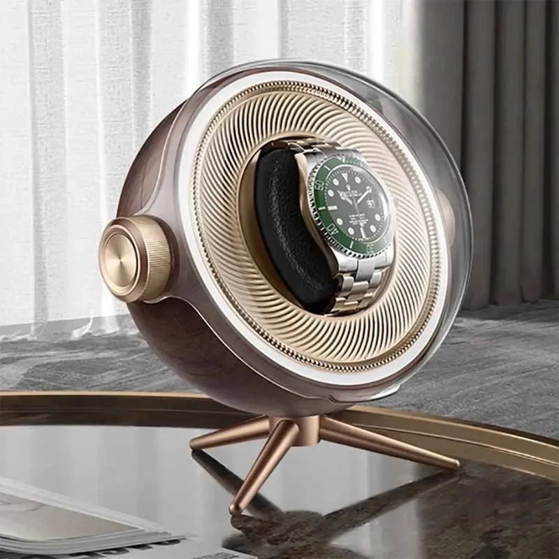 Luxury Automatic Watch Winder, Silent, Anti-Magnetic, LED, 15cm Storage