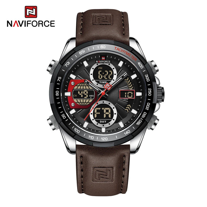 NAVIFORCE NF9197 Mens Luxury Quartz Watch, Chronograph, Leather or Steel, 46mm, Waterproof