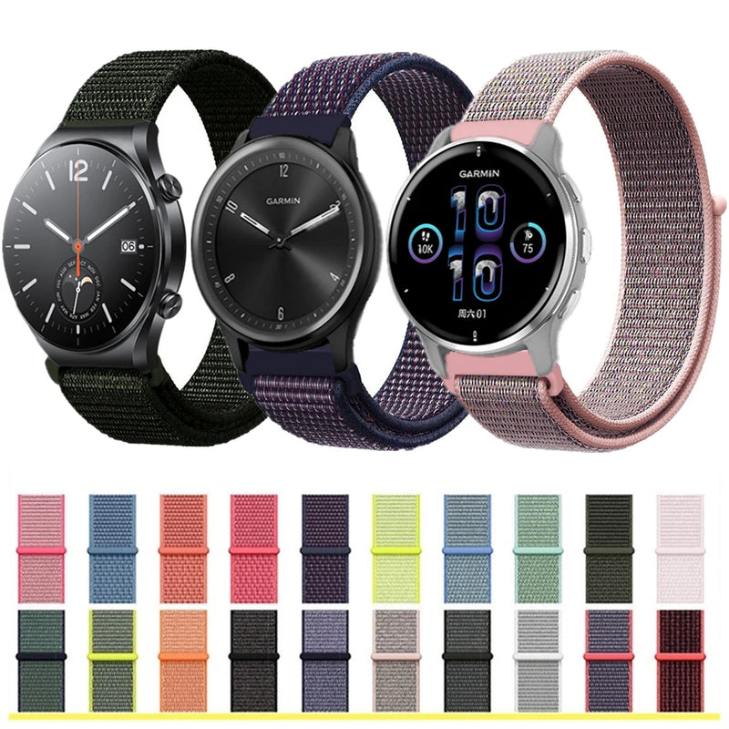 Woven Nylon Strap for Garmin Vivomove Sport, Venu 2 Plus, Vivo WATCH 2, Xiaomi S1, TicWatch GTK/GTA