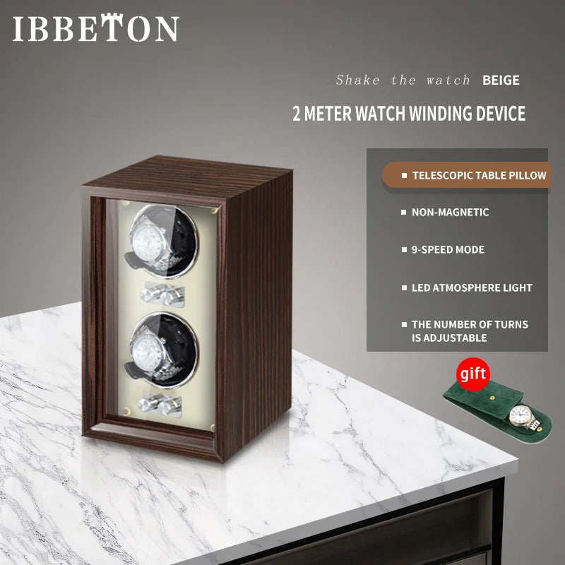 IBBETON Wooden Watch Winder Case, 2/4/6 Slots, Mabuchi Motor, Luxury Storage