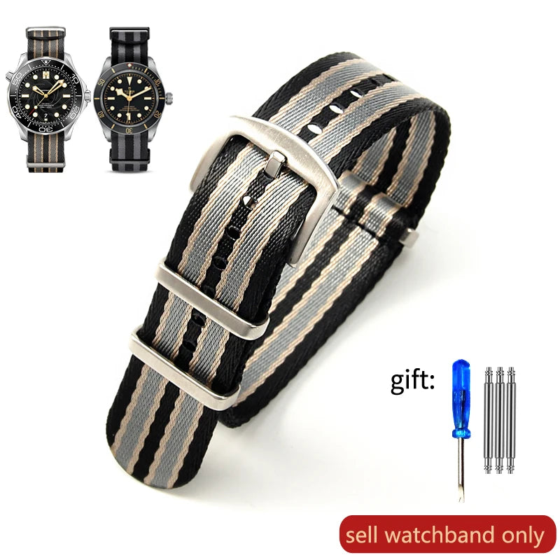 Breathable Soft Nylon Watchband – 20mm & 22mm Strap for Omega, Longines, Seiko, Casio, Mido