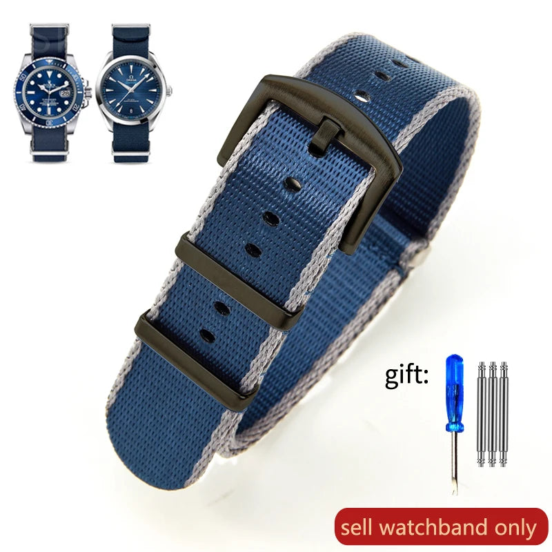 Breathable Soft Nylon Watchband – 20mm & 22mm Strap for Omega, Longines, Seiko, Casio, Mido