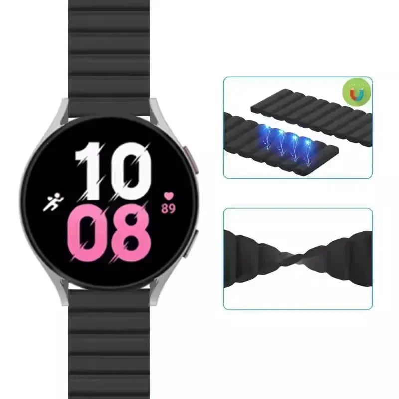 Silicone Magnetic Loop Strap 20mm/22mm for Samsung Galaxy, Huawei GT: Sleek, Secure, and Comfortable