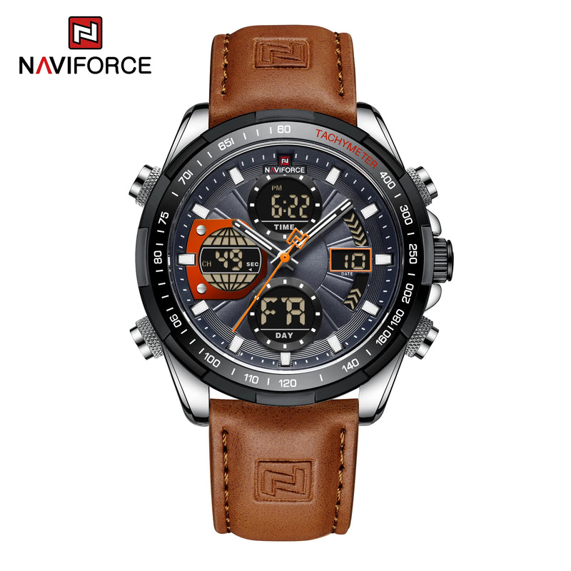 NAVIFORCE NF9197 Mens Luxury Quartz Watch, Chronograph, Leather or Steel, 46mm, Waterproof