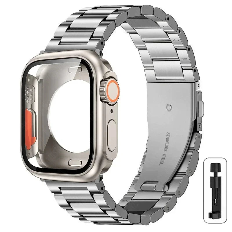 Stainless Steel Strap + Ultra Case for Apple Watch Series 4-9 (40mm-45mm)