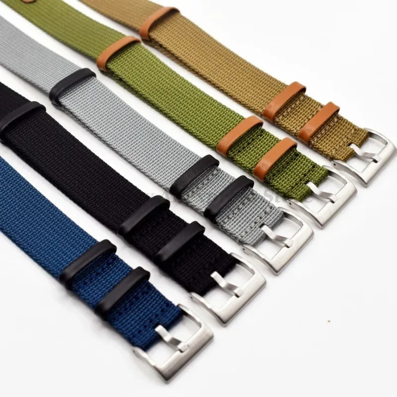 Canvas Nylon Leather Watch Strap for Seiko, Omega, Hamilton - 20mm & 22mm Replacement Wristband