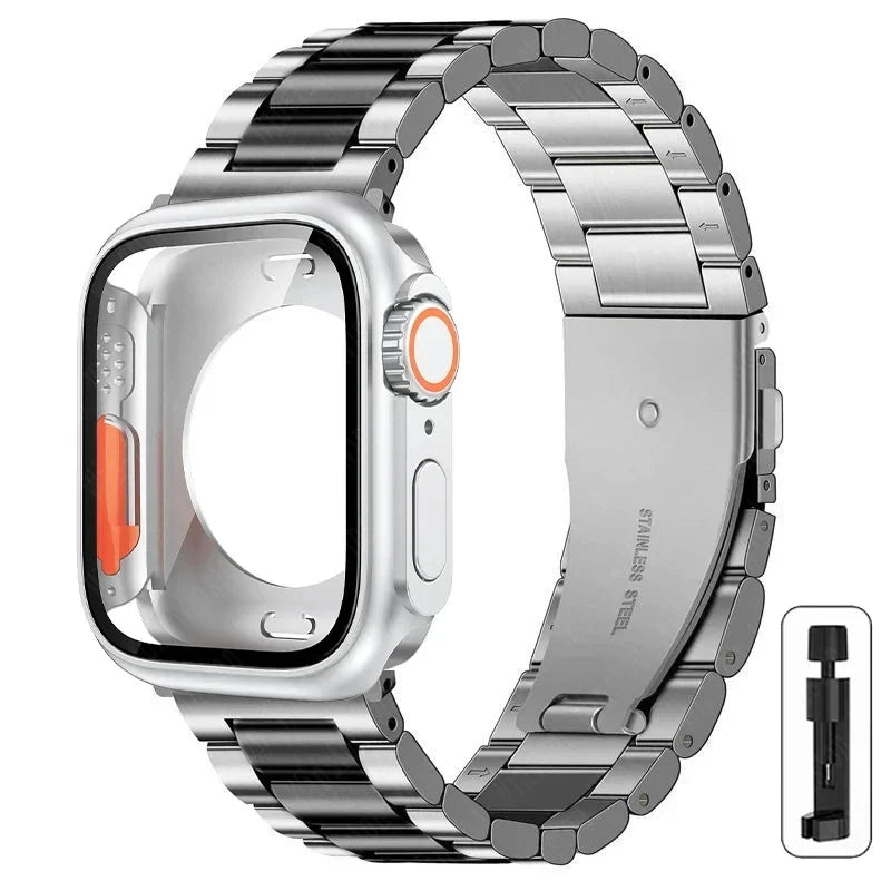 Stainless Steel Strap + Ultra Case for Apple Watch Series 4-9 (40mm-45mm)