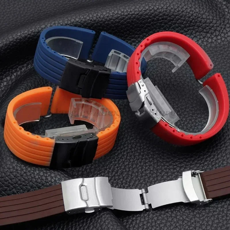 8mm 20mm 22mm 24mm Quick Release Silicone Watchband for Huawei, Fossil, Seiko & More