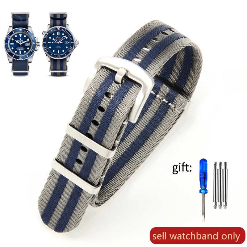 Breathable Soft Nylon Watchband – 20mm & 22mm Strap for Omega, Longines, Seiko, Casio, Mido