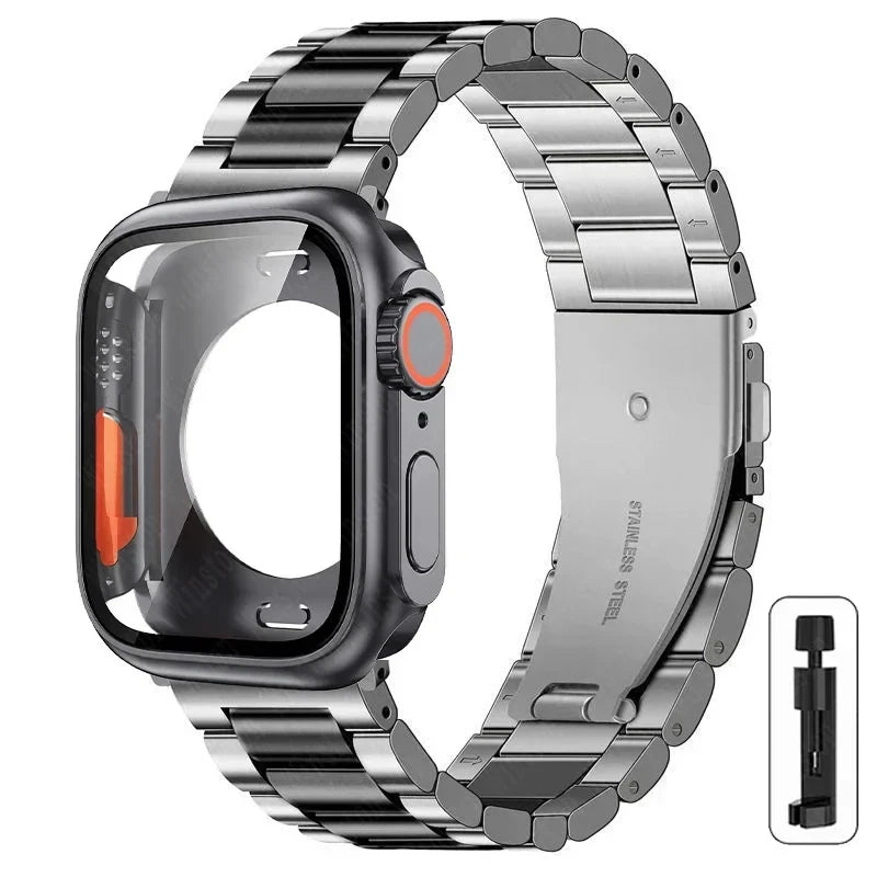 Stainless Steel Strap + Ultra Case for Apple Watch Series 4-9 (40mm-45mm)