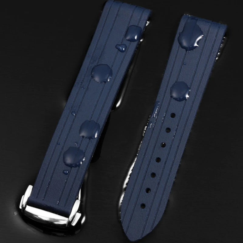 20mm Curved End Silicone Watchband for Omega Seamaster 300 – Waterproof Wristband for Men & Women