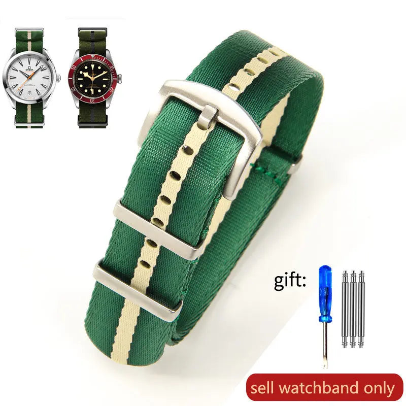 Breathable Soft Nylon Watchband – 20mm & 22mm Strap for Omega, Longines, Seiko, Casio, Mido