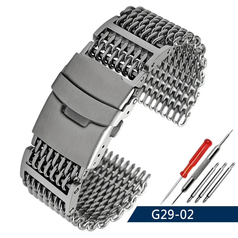 Steel Dive Shark Mesh Milanese Watch Bracelet Strap – 20mm/22mm/24mm for Breitling, Omega