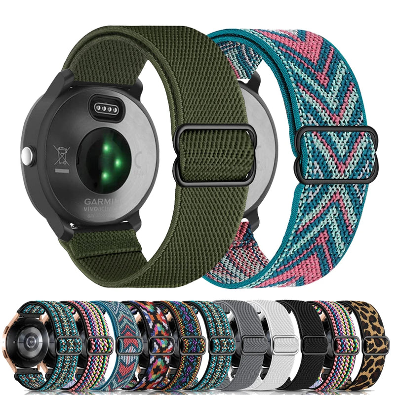 20mm 22mm Nylon Elastic Bracelet for Garmin, Samsung, Huawei, Amazfit - Multiple Designs