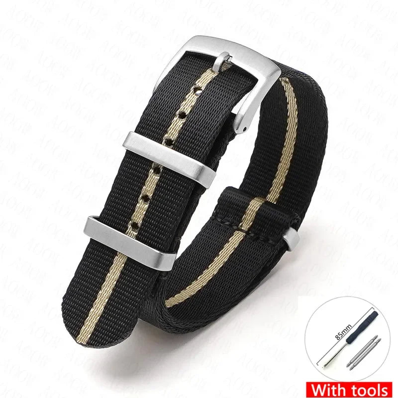 Soft Nylon Strap for Omega Seamaster 007 & Seiko Prospex - Military Canvas Watch Band